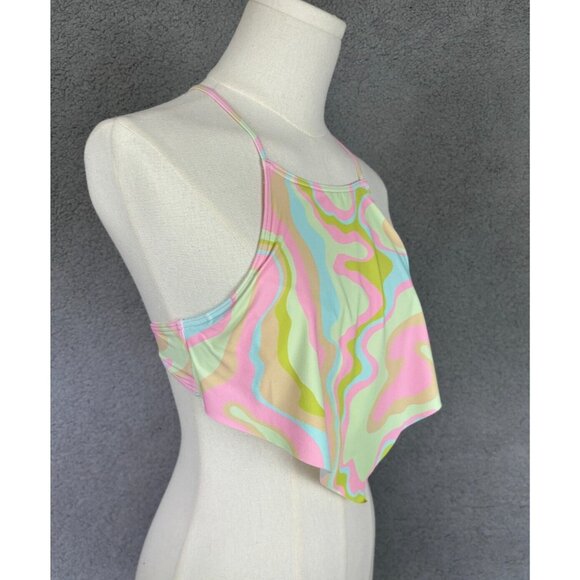 Roxy Juniors' Tropics Hype Cropped Tankini Top Multicolor Small New With Tag's. - Picture 3 of 7